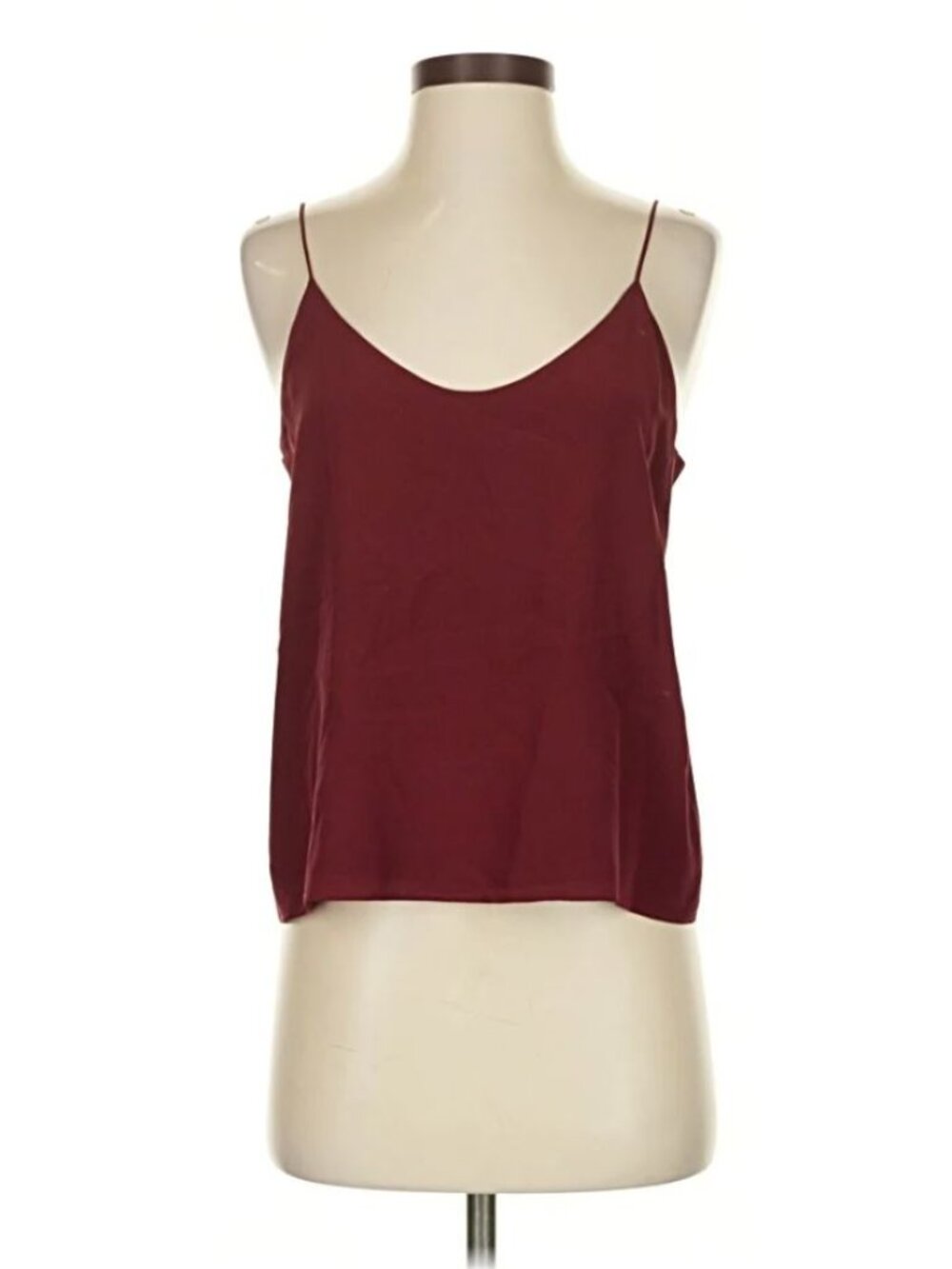 .. Everlane The Double-Lined Silk V-Neck Cami, Burgundy Wine (4)